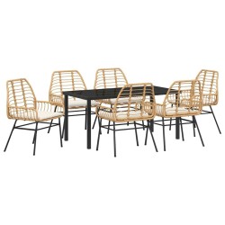 Ensemble de salle à manger pour jardin 7 pcs Marron polyrotin 563311563311