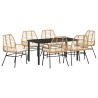 Ensemble de salle à manger pour jardin 7 pcs Marron polyrotin 563311563311