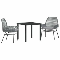 Ensemble de salle à manger pour jardin 3 pcs Gris polyrotin 563312563312