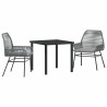Ensemble de salle à manger pour jardin 3 pcs Gris polyrotin 563312563312