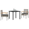 Ensemble de salle à manger pour jardin 3 pcs Gris et Noir Rotin 563313563313