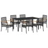 Ensemble de salle à manger pour jardin 7 pcs Noir Rotin 563314563314