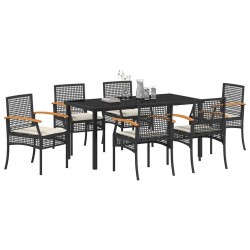 Ensemble de salle à manger pour jardin 7 pcs Noir Rotin 563314563314