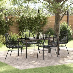 Ensemble de salle à manger pour jardin 5 pcs Noir polyrotin 563315563315