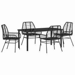 Ensemble de salle à manger pour jardin 5 pcs Noir polyrotin 563315563315