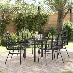 Ensemble de salle à manger pour jardin 5 pcs Noir polyrotin 563316563316