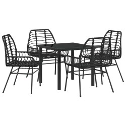 Ensemble de salle à manger pour jardin 5 pcs Noir polyrotin 563316563316