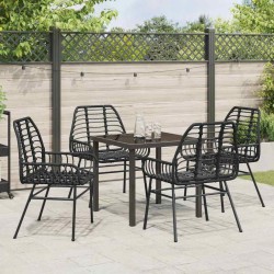 Ensemble de salle à manger pour jardin 5 pcs Noir polyrotin 563316563316