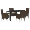 Ensemble de salle à manger pour jardin 5 pcs Marron polyrotin 563318563318