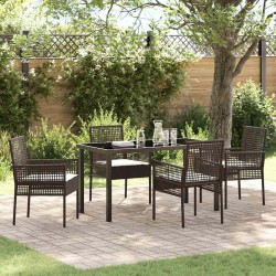 Ensemble de salle à manger pour jardin 5 pcs Marron polyrotin 563319563319