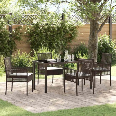 Ensemble de salle à manger pour jardin 5 pcs Marron polyrotin 563319563319