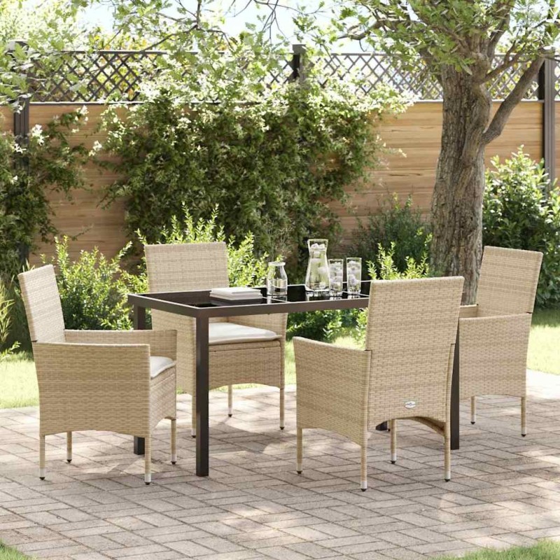 Ensemble de salle à manger pour jardin 5 pcs Beige polyrotin 563320563320
