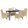 Ensemble de salle à manger pour jardin 5 pcs Beige polyrotin 563320563320