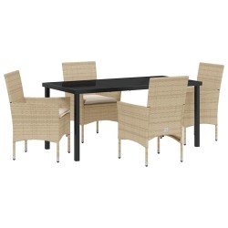 Ensemble de salle à manger pour jardin 5 pcs Beige polyrotin 563321563321