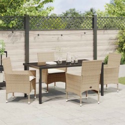 Ensemble de salle à manger pour jardin 5 pcs Beige polyrotin 563321563321