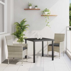 Ensemble de salle à manger pour jardin 3 pcs Gris clair 563322563322