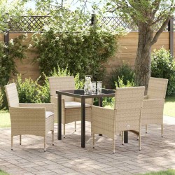 Ensemble de salle à manger pour jardin 5 pcs Beige polyrotin 563323563323