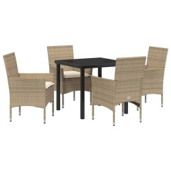 Ensemble de salle à manger pour jardin 5 pcs Beige polyrotin 563323563323