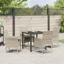 Ensemble de salle à manger pour jardin 5 pcs Gris clair 563324563324