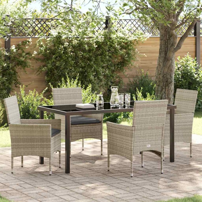 Ensemble de salle à manger pour jardin 5 pcs Gris clair 563325563325