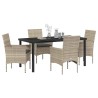 Ensemble de salle à manger pour jardin 5 pcs Gris clair 563325563325