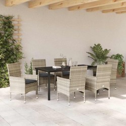 Ensemble de salle à manger pour jardin 7 pcs Gris clair 563326563326