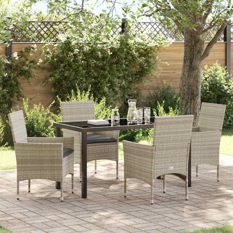 Ensemble de salle à manger pour jardin 5 pcs Gris clair 563327563327