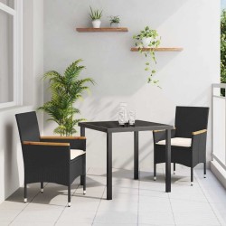 Ensemble de salle à manger pour jardin 3 pcs Noir polyrotin 563328563328