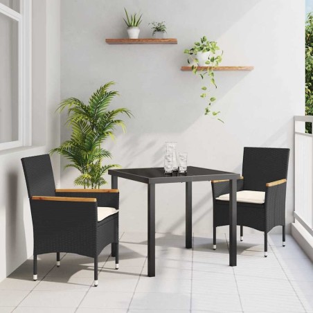 Ensemble de salle à manger pour jardin 3 pcs Noir polyrotin 563328563328