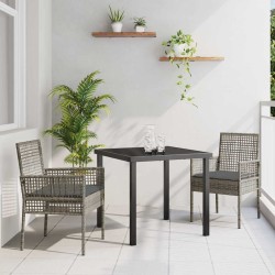 Ensemble de salle à manger pour jardin 3 pcs Gris polyrotin 563329563329