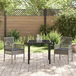 Ensemble de salle à manger pour jardin 3 pcs Gris polyrotin 563329563329