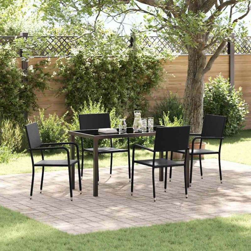 Ensemble de salle à manger pour jardin 5 pcs Noir polyrotin 563330563330