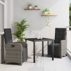 Ensemble de salle à manger pour jardin 3 pcs Gris polyrotin 563331563331