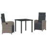 Ensemble de salle à manger pour jardin 3 pcs Gris polyrotin 563331563331
