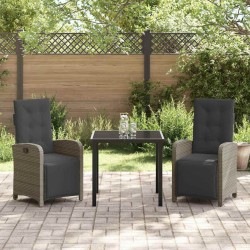 Ensemble de salle à manger pour jardin 3 pcs Gris polyrotin 563331563331