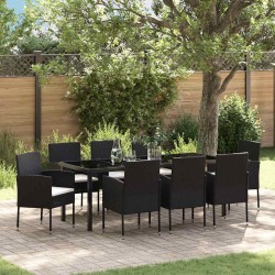 Ensemble de salle à manger pour jardin 9 pcs Noir polyrotin 563332563332