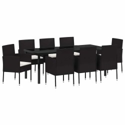 Ensemble de salle à manger pour jardin 9 pcs Noir polyrotin 563332563332