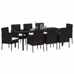 Ensemble de salle à manger pour jardin 9 pcs Noir polyrotin 563332563332