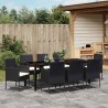 Ensemble de salle à manger pour jardin 9 pcs Noir polyrotin 563332563332