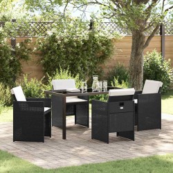 Ensemble de salle à manger pour jardin 5 pcs Noir polyrotin 563333563333