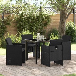 Ensemble de salle à manger pour jardin 5 pcs Noir polyrotin 563334563334