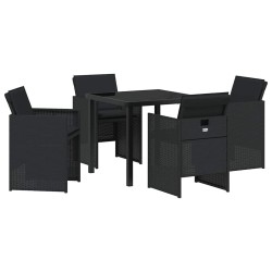 Ensemble de salle à manger pour jardin 5 pcs Noir polyrotin 563334563334