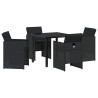 Ensemble de salle à manger pour jardin 5 pcs Noir polyrotin 563334563334
