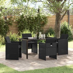 Ensemble de salle à manger pour jardin 5 pcs Noir polyrotin 563335563335