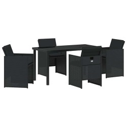 Ensemble de salle à manger pour jardin 5 pcs Noir polyrotin 563335563335