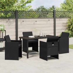 Ensemble de salle à manger pour jardin 5 pcs Noir polyrotin 563335563335