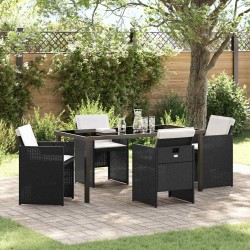 Ensemble de salle à manger pour jardin 5 pcs Noir polyrotin 563336563336