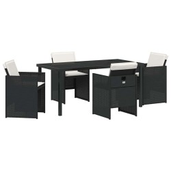 Ensemble de salle à manger pour jardin 5 pcs Noir polyrotin 563336563336