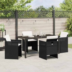Ensemble de salle à manger pour jardin 5 pcs Noir polyrotin 563336563336
