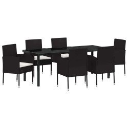 Ensemble de salle à manger pour jardin 7 pcs Noir polyrotin 563337563337